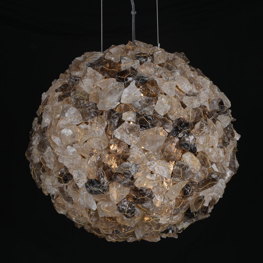 Cervine Modern Clear & Smoky Rock Crystal Ball Pendant Light - Richardrider