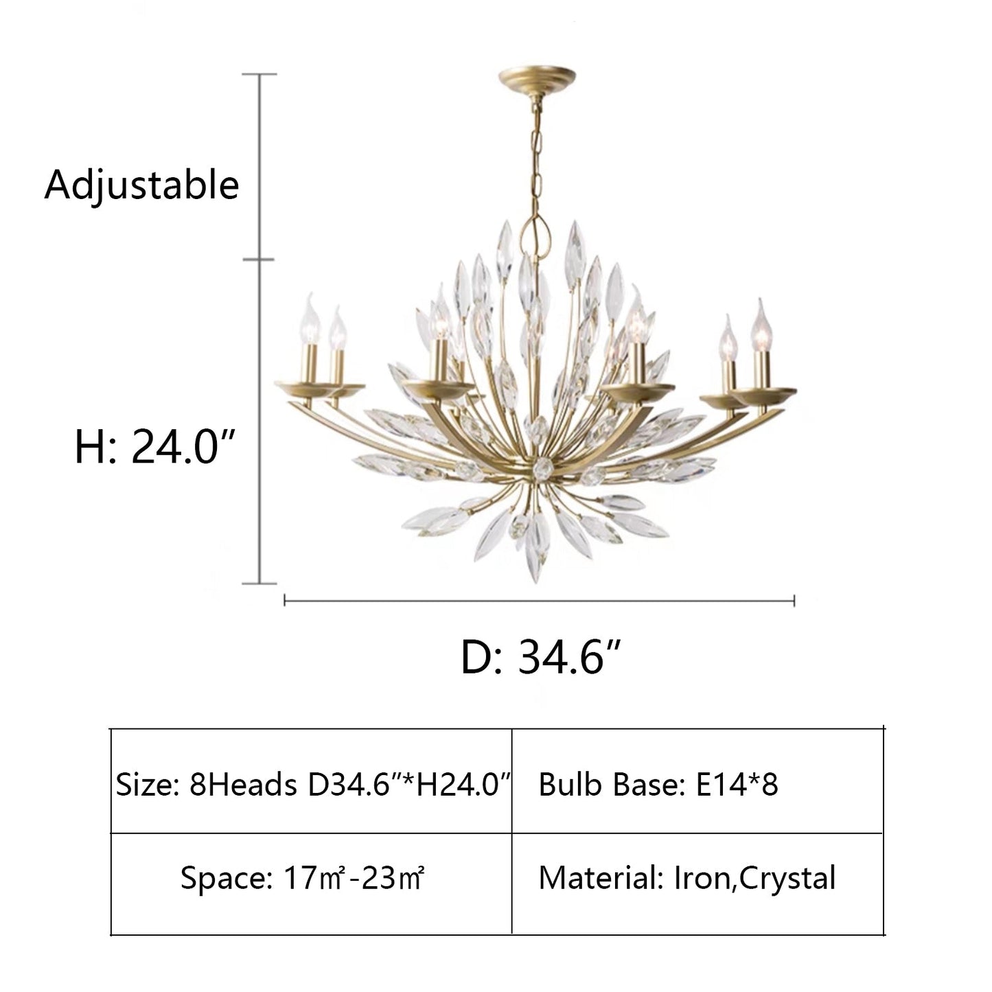 New Romantic Art Lily-Shaped Crystal Chandelier for Living Room/Dining Room
