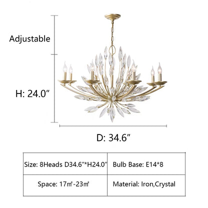 New Romantic Art Lily-Shaped Crystal Chandelier for Living Room/Dining Room