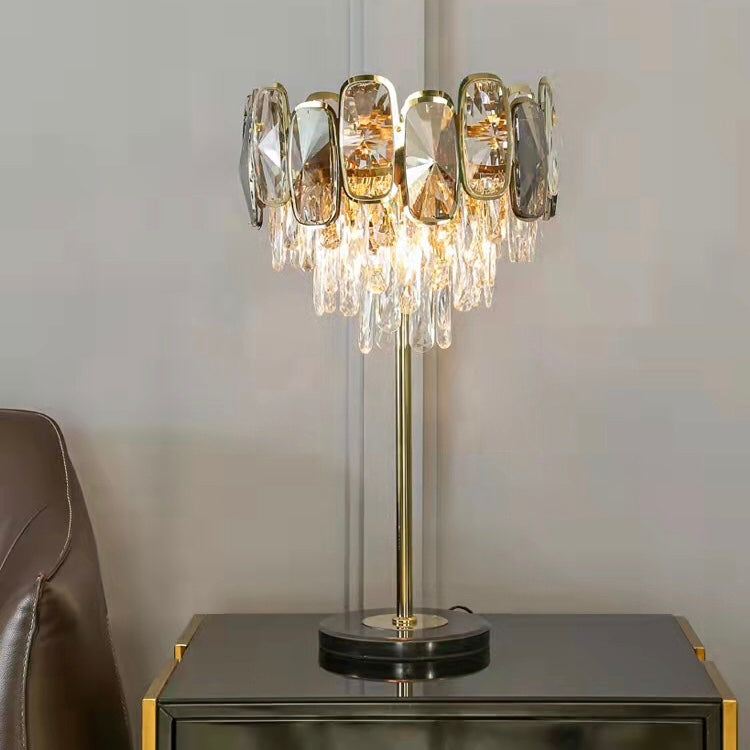 Round/Rectangle Smoky Gray Crystal Pendant Chandelier Ceiling Fixtures Light For Living Room/Dining Room/Entryway