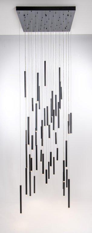 Bellini Square Tri-Tone Tubular Pendant Light Chandelier - Richardrider