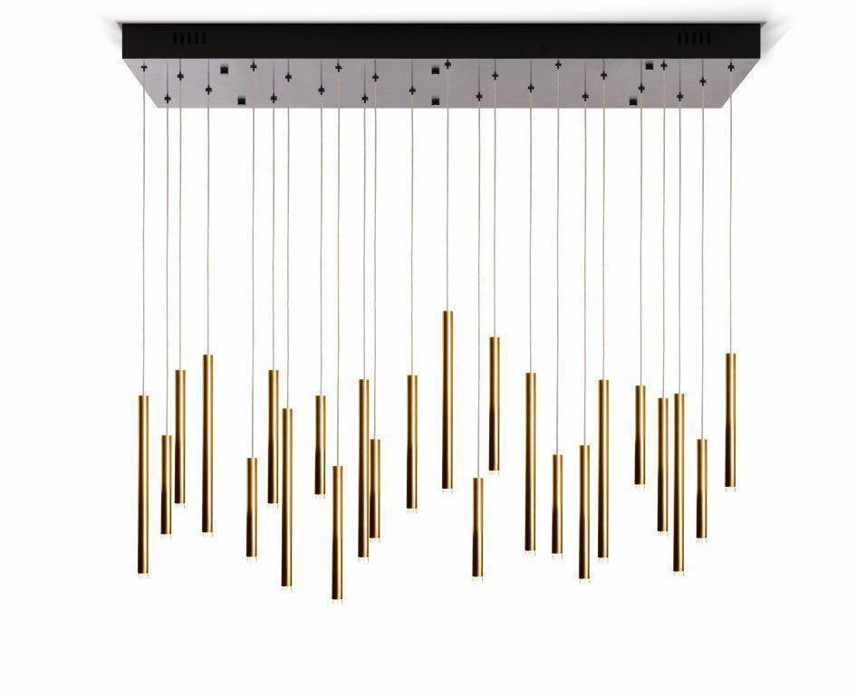Bellini Rectangular Tri-Tone Tubular Pendant Light Chandelier - Richardrider