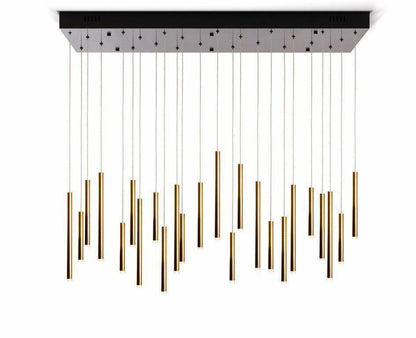 Bellini Rectangular Tri-Tone Tubular Pendant Light Chandelier - Richardrider