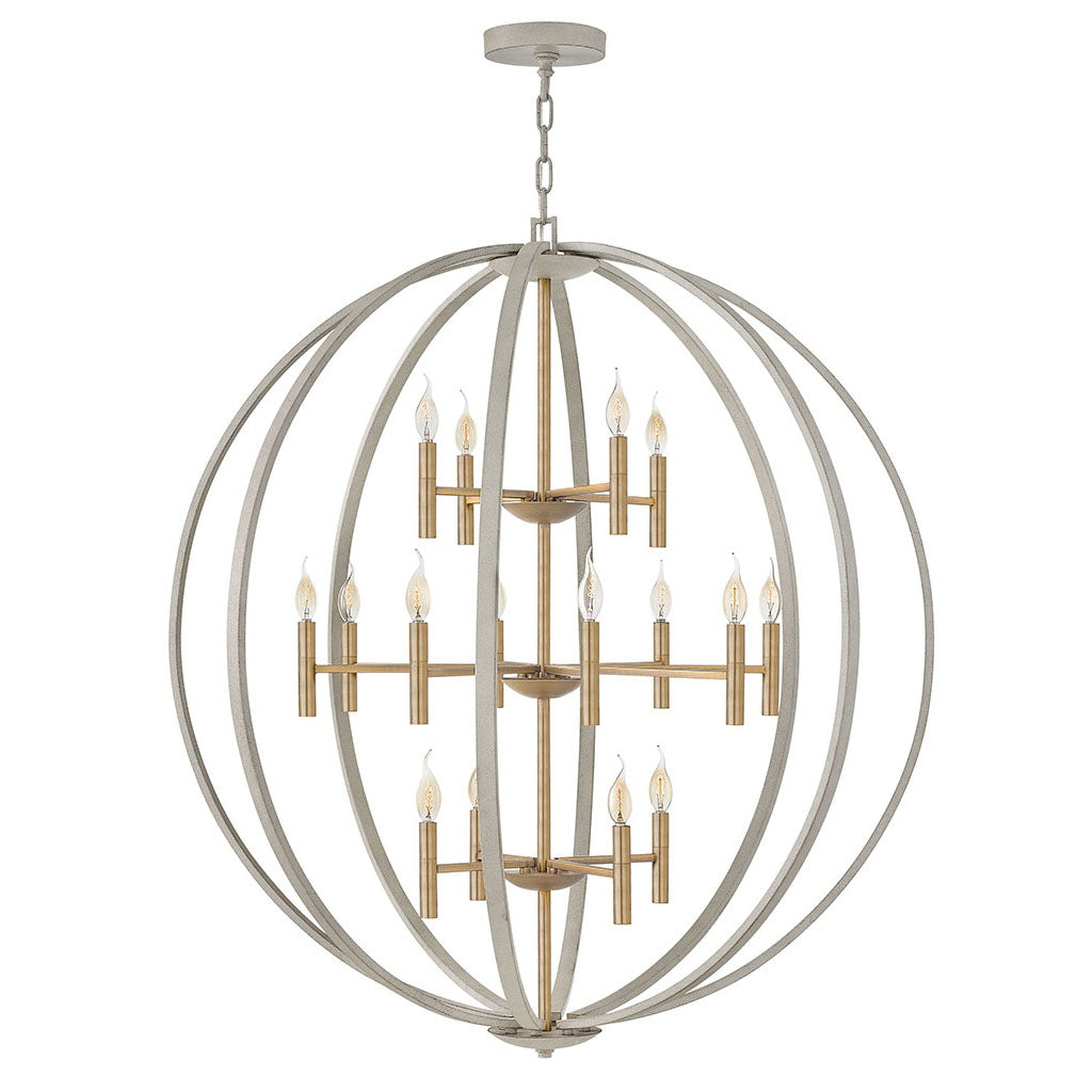 Yoriosera Chandelier Steel & White Etched Glass 22.25"D