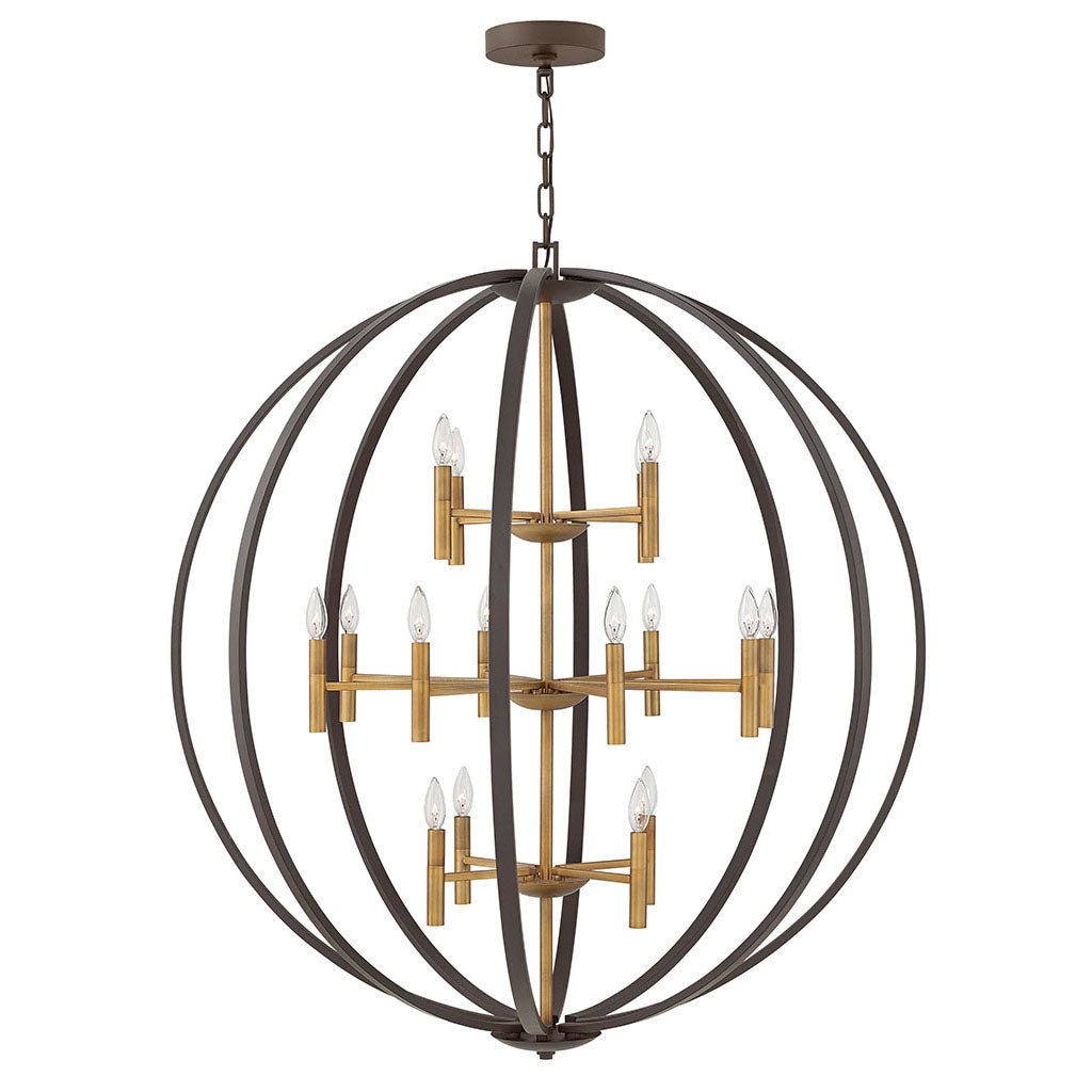 Yoriosera Chandelier Steel & White Etched Glass 22.25"D