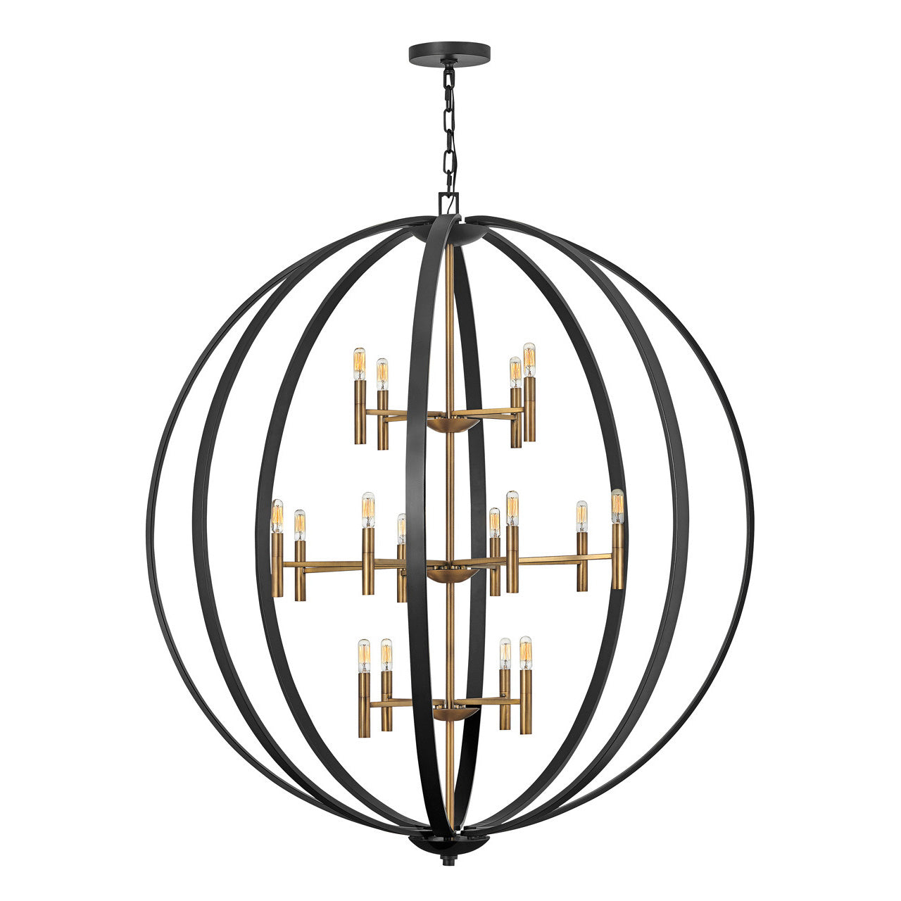 Yoriosera Chandelier Steel & White Etched Glass 22.25"D