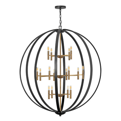 Yoriosera Chandelier Steel & White Etched Glass 22.25"D