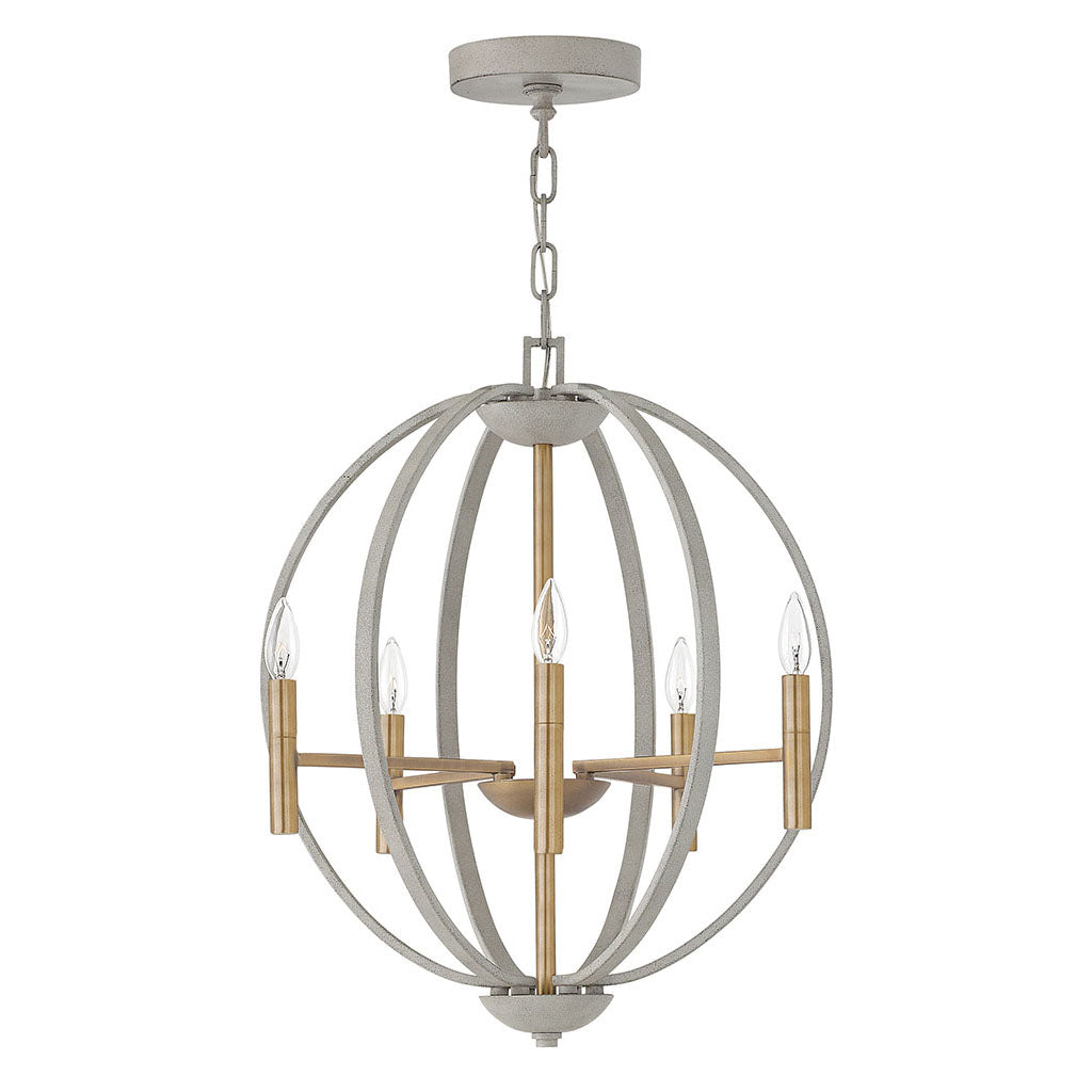 Yoriosera Chandelier Steel & White Etched Glass 22.25"D