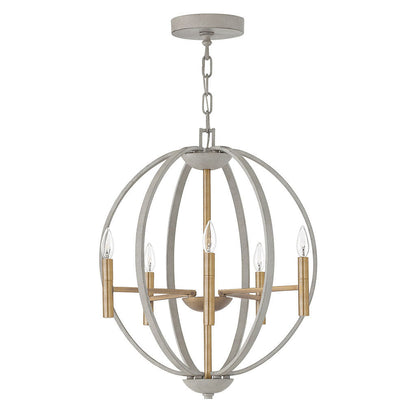 Yoriosera Chandelier Steel & White Etched Glass 22.25"D