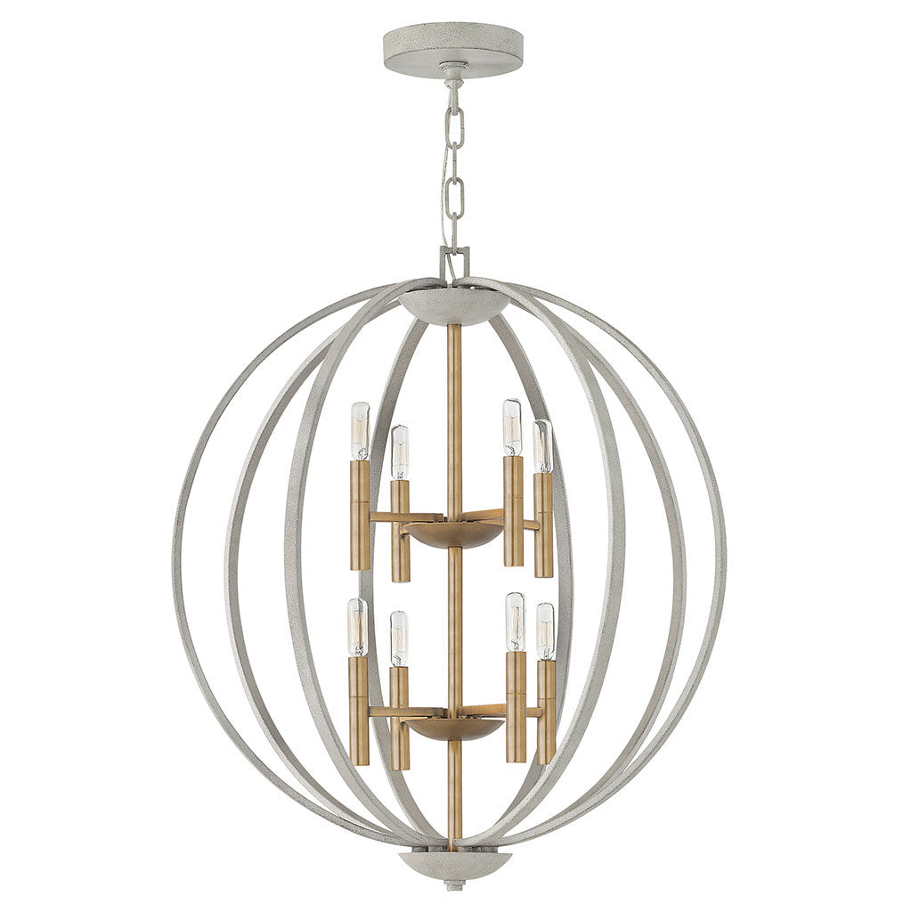 Yoriosera Chandelier Steel & White Etched Glass 22.25"D