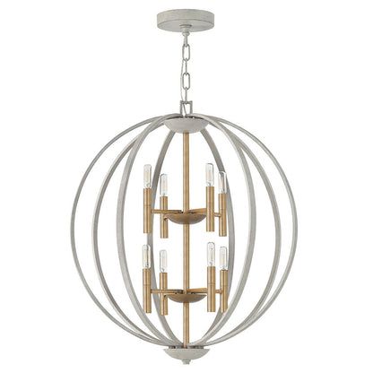 Yoriosera Chandelier Steel & White Etched Glass 22.25"D