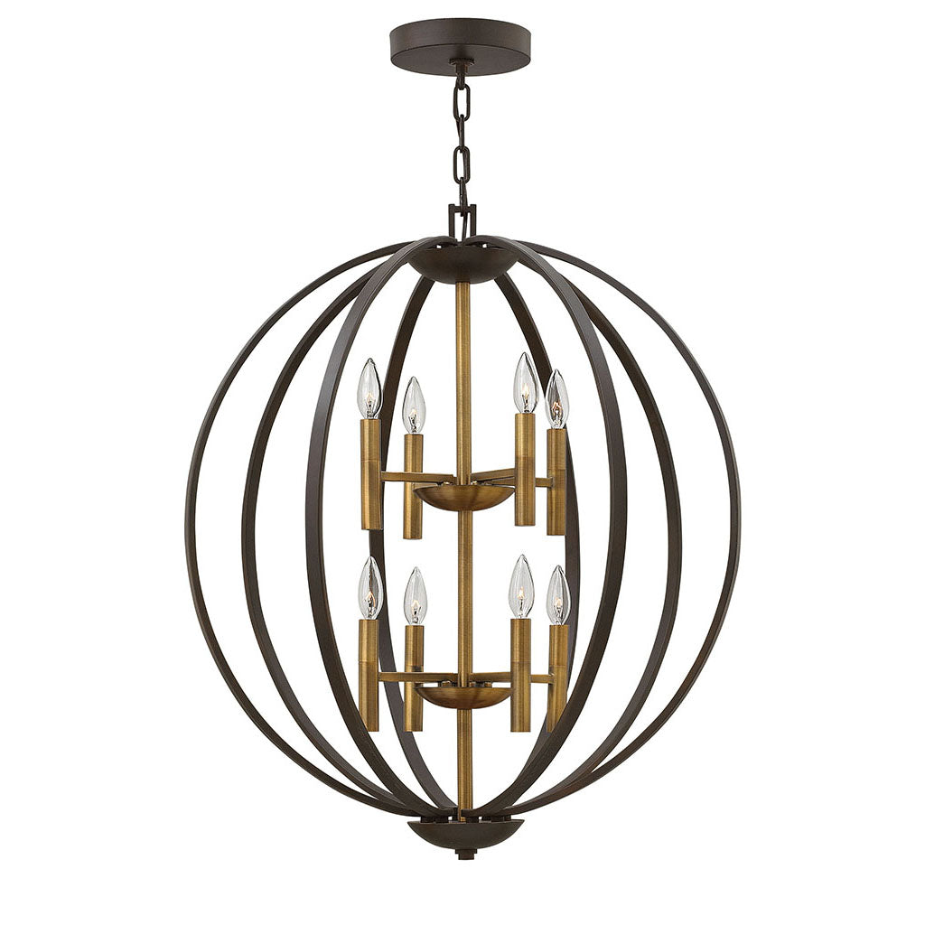 Yoriosera Chandelier Steel & White Etched Glass 22.25"D