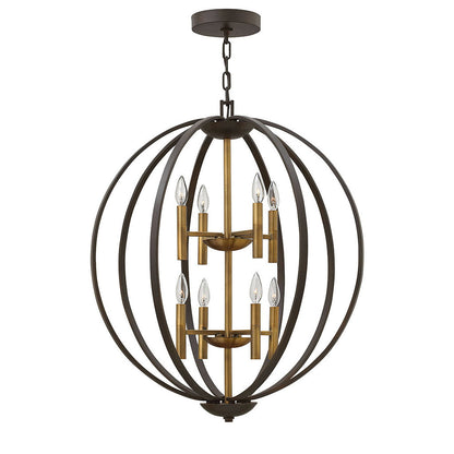 Yoriosera Chandelier Steel & White Etched Glass 22.25"D