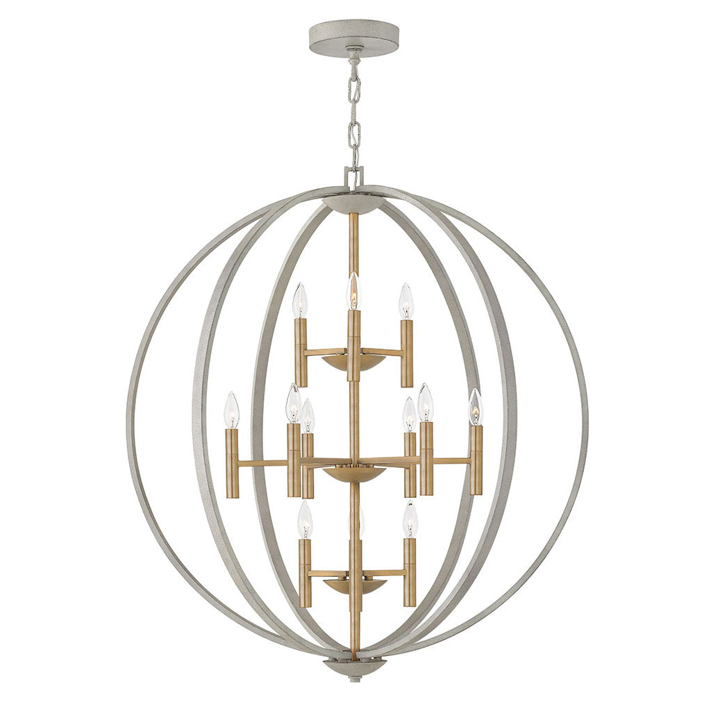 Yoriosera Chandelier Steel & White Etched Glass 22.25"D