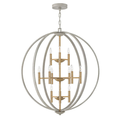 Yoriosera Chandelier Steel & White Etched Glass 22.25"D