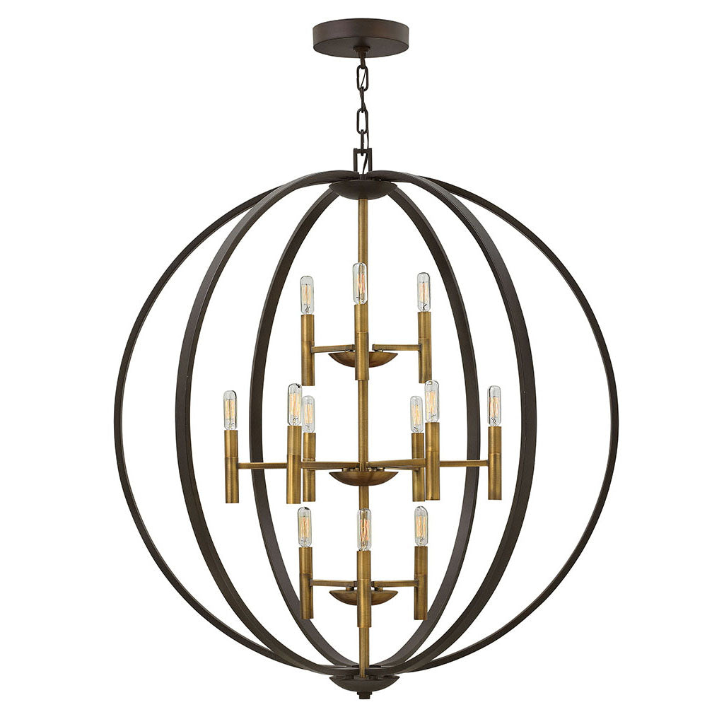 Yoriosera Chandelier Steel & White Etched Glass 22.25"D