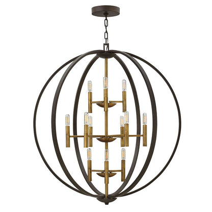Yoriosera Chandelier Steel & White Etched Glass 22.25"D