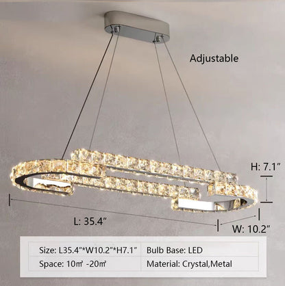 Modern Luxury Crystal Pendant Irregular Rings Chandelier Suit for Living/Dining Room/Bedroom