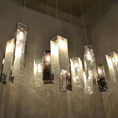 Art Design 1/25/60/84-Light Colorful Rectangle Cluster Glass Tile Pendant/Chandelier - Richardrider