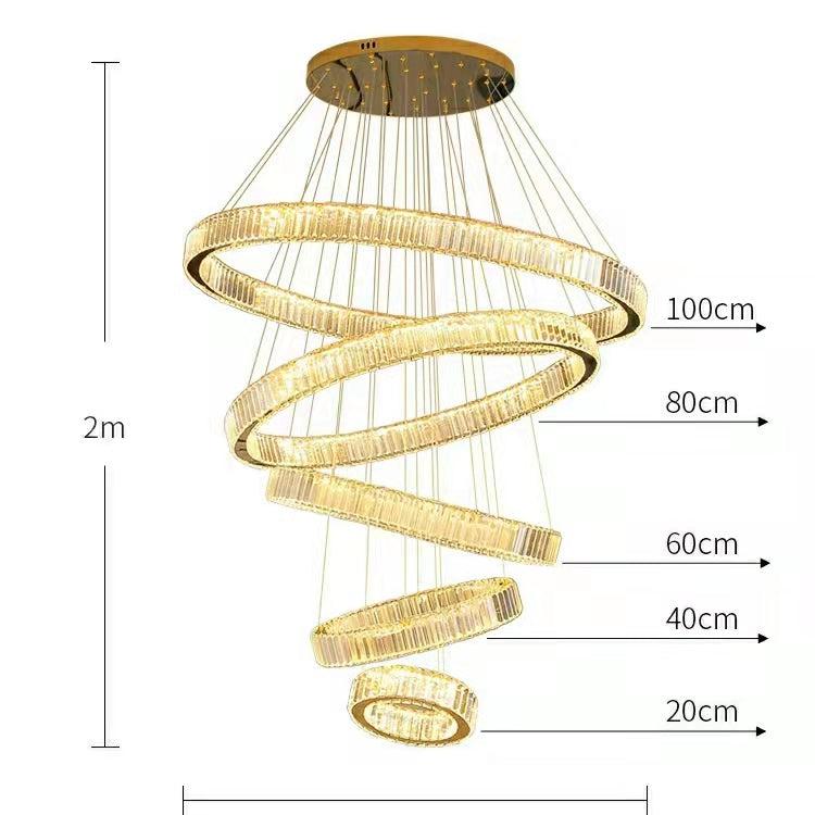 Modern Front Entryway Chandelier 3/4/5/6/7 Rings Crystal Gold/ Chrome Finish Ceiling Lamp - Richardrider