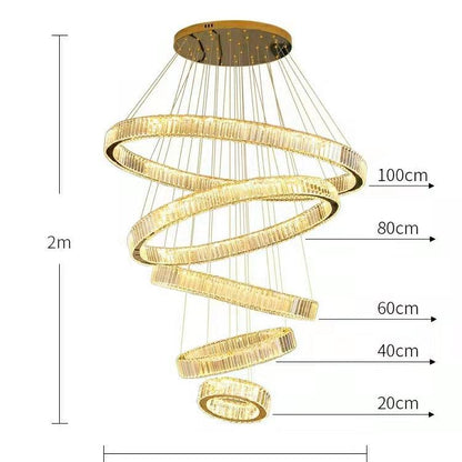 Modern Front Entryway Chandelier 3/4/5/6/7 Rings Crystal Gold/ Chrome Finish Ceiling Lamp - Richardrider