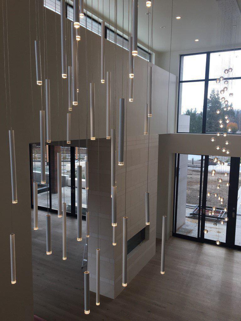 Bellini Square Tri-Tone Tubular Pendant Light Chandelier - Richardrider