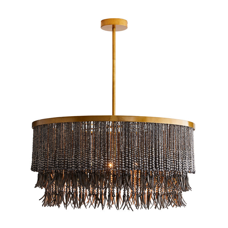 Yorylora Chandelier Iron & Steel & Wood 30"D