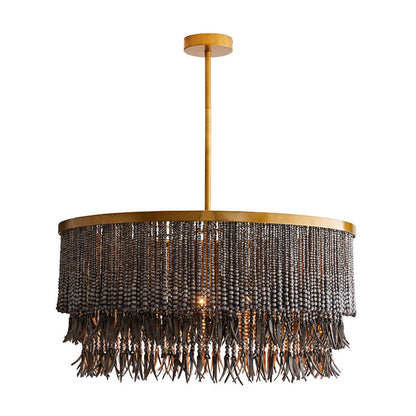Yorylora Chandelier Iron & Steel & Wood 30"D