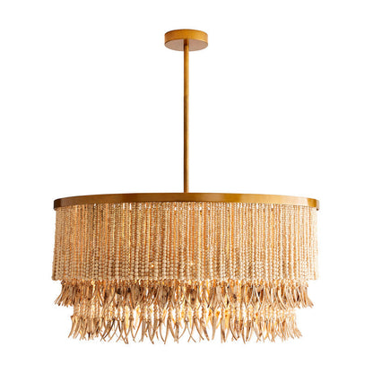 Yorylora Chandelier Iron & Steel & Wood 30"D
