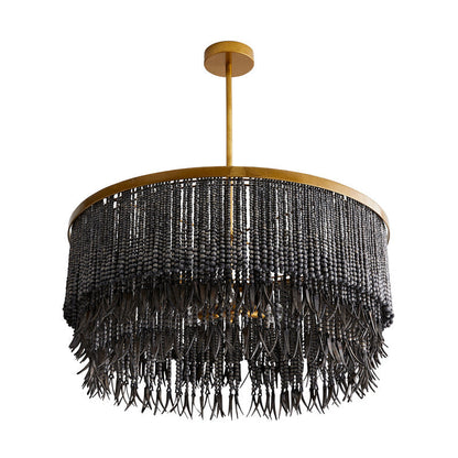 Yorylora Chandelier Iron & Steel & Wood 30"D