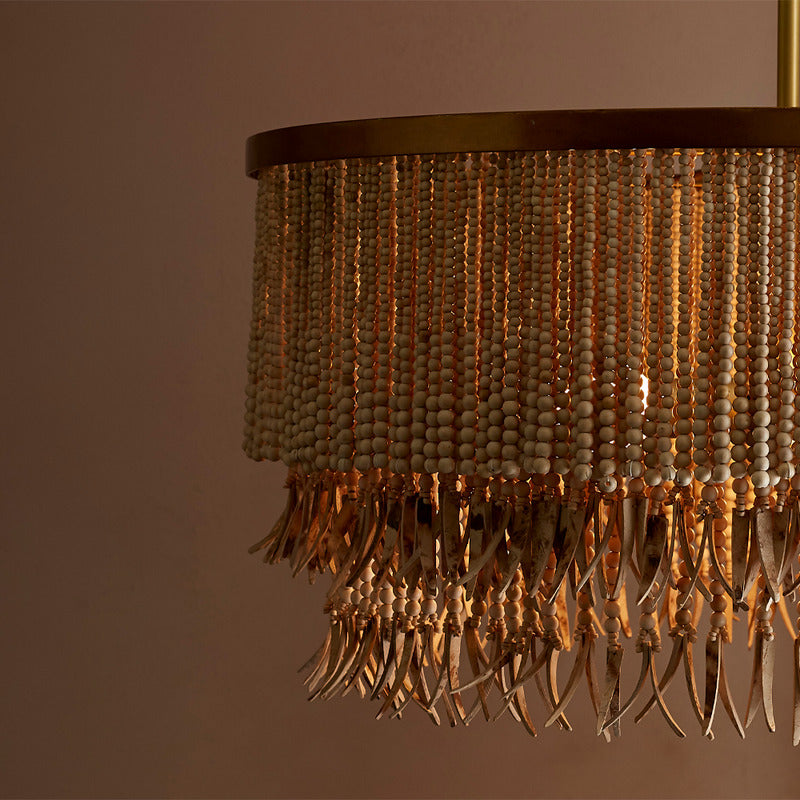 Yorylora Chandelier Iron & Steel & Wood 30"D