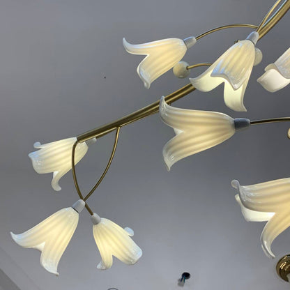 Modern Brass Branch Ceramics Flower Chandelier for Stylish Living Room Hotel and Restaurant - Richardrider