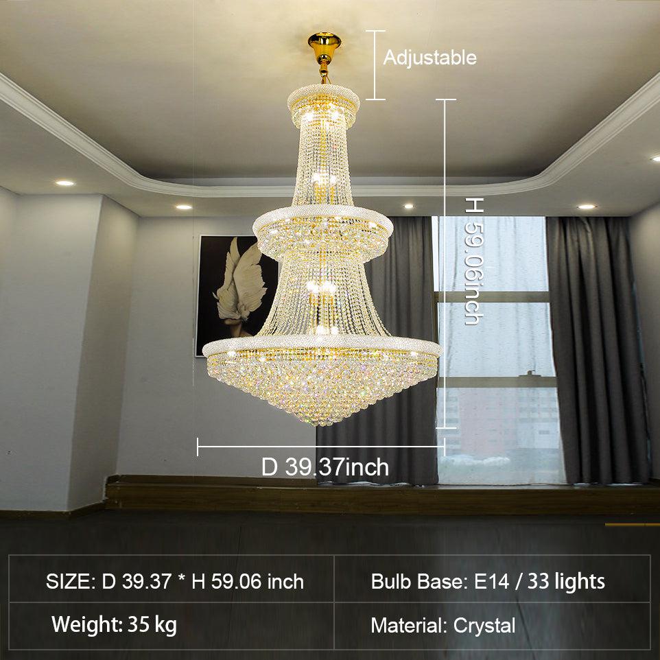 Luxury French Empire Chandelier for Villa Hall Ceiling Three-layers Crystal Light for Hotel Lobby - Richardrider