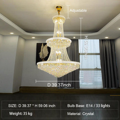 Luxury French Empire Chandelier for Villa Hall Ceiling Three-layers Crystal Light for Hotel Lobby - Richardrider