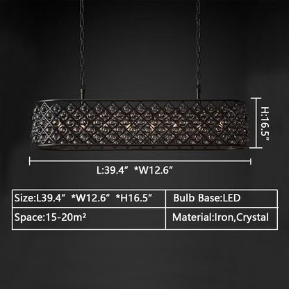 Post-modern Raindrop Crystal Chandelier Rectangle/Round Light Fixture for Living Room/Dining Table
