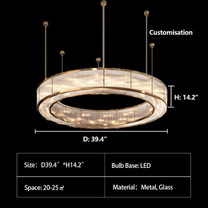Modern Round Drum Dimmable Chandelier for Living Room/Bedroom