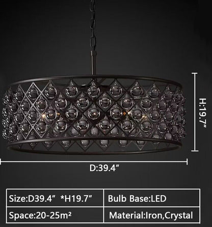 Post-modern Raindrop Crystal Chandelier Rectangle/Round Light Fixture for Living Room/Dining Table