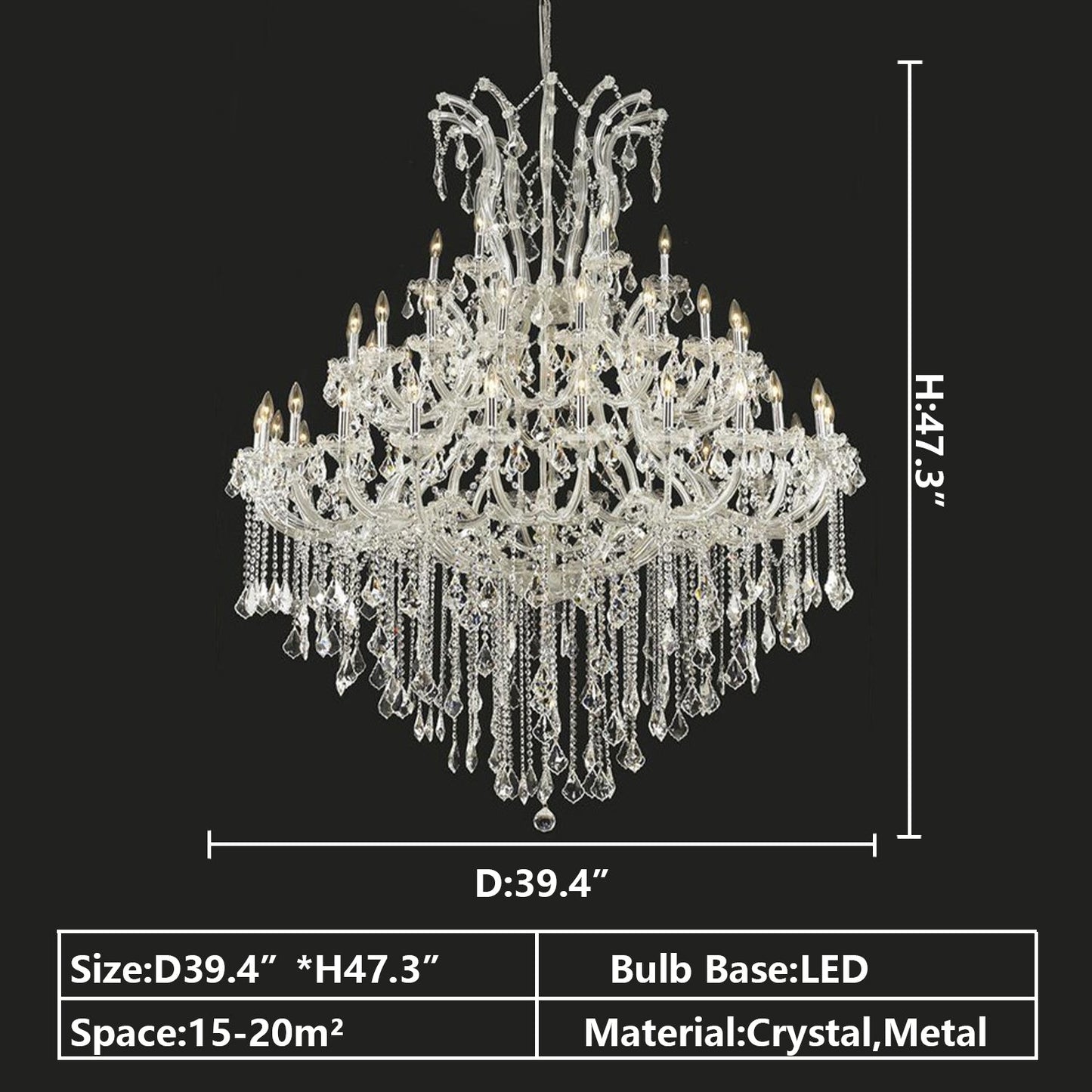 Oversized European Chrome Classic Candle Branch Crystal Chandelier for 2-Story/Duplex Buildings - Richardrider