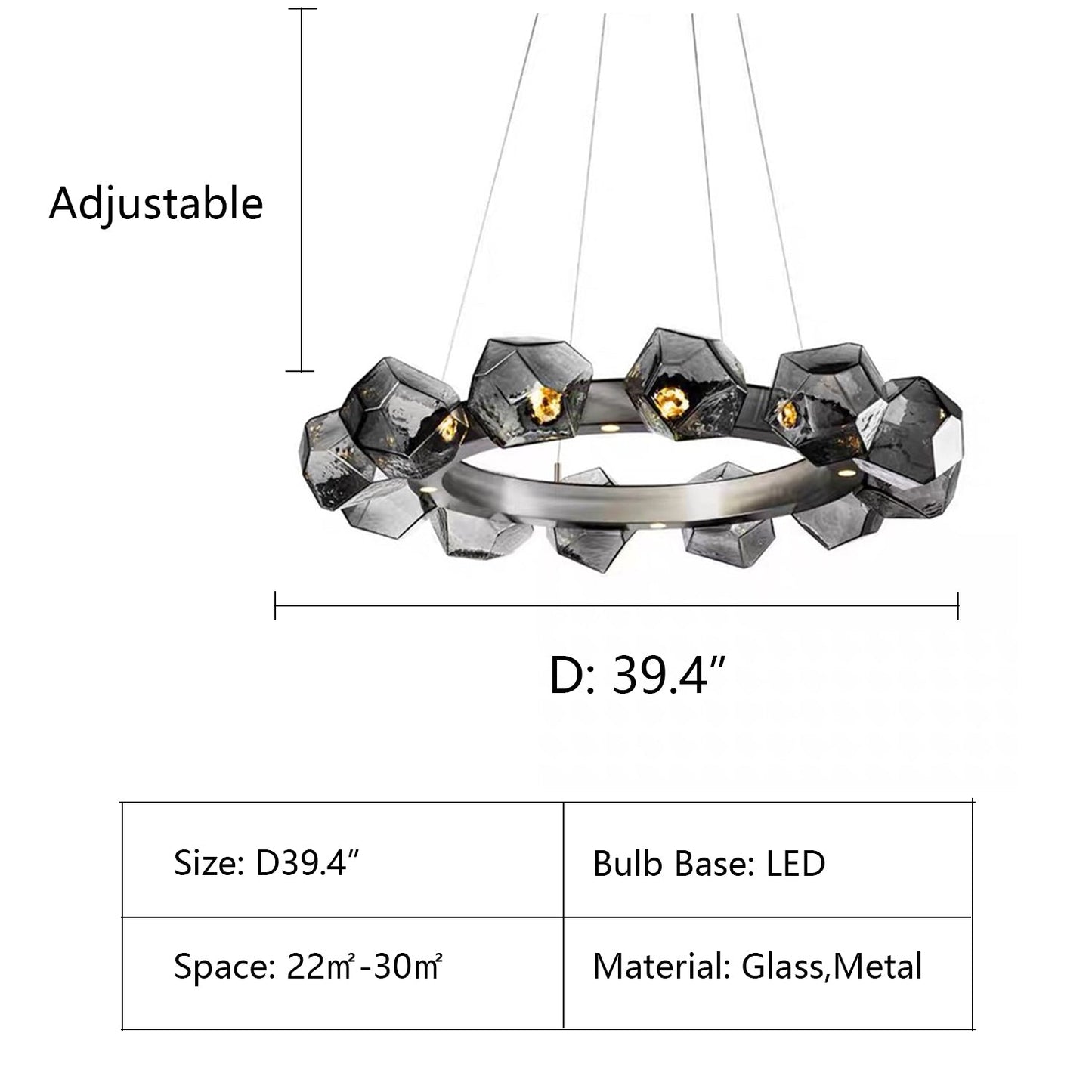 Nordic Minimalist Glass Circle Art Chandelier for Living/Dining Room/Bedroom - Richardrider