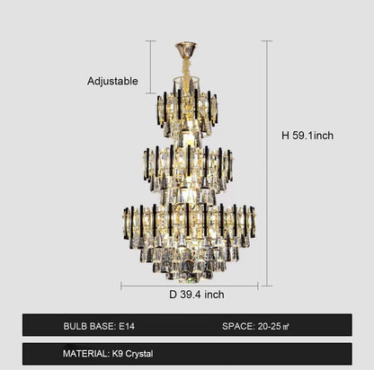 Foyer 3 Layers Extra Large Crystal Chandelier For Living Room Staircase Ceiling Lighting Fixture - Richardrider
