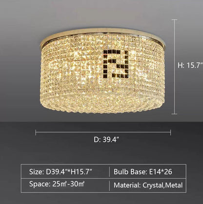 Designer Model Flush Mount Crystal Pendant Round Chandelier for Living/Dining Room/Study