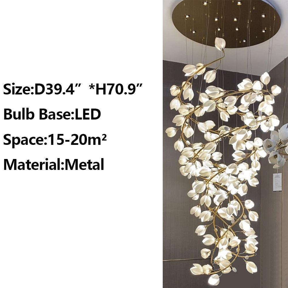 Ceramic Artistic Magnolia Spiral Pendant Ceiling Light Chandelier - Richardrider