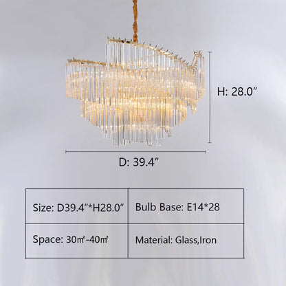 Large Modern Art Spiral Tiers Glass Pendant Chandelier for Living Room/Dining Room/Entryway