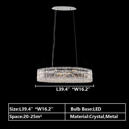 Modern Silver Ceiling Round/Rectangle Crystal Chandelier Set for Living Room/Dining Room/ Bedroom Decorative Light Fixture