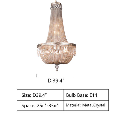 Oversize Modern Metal Art Luxury Crystal Chandelier for Duplex Hall/Staircase/Villa/Foyer - Richardrider