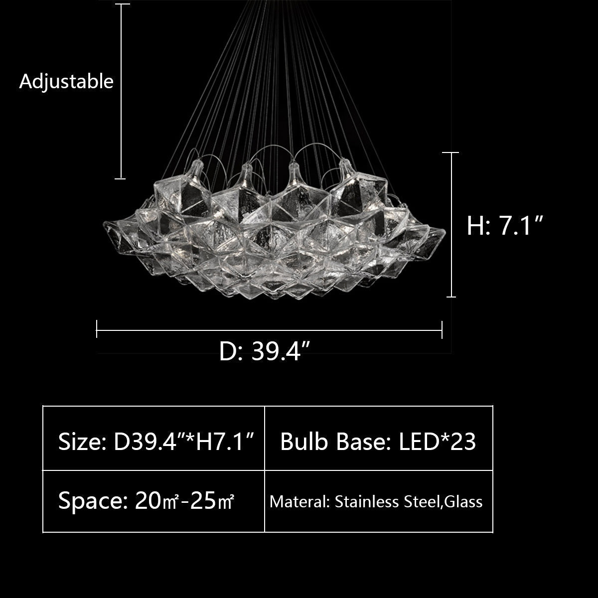 New Oversize Modern Minimalist Glass Art Chandelier for Living Room/Stairs/Foyer