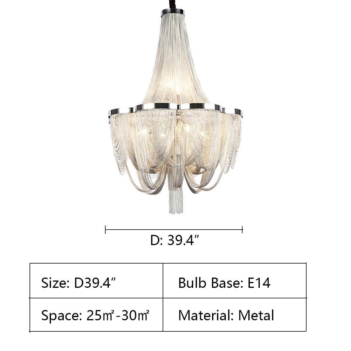 Designer Models Oversized Aluminium Long Tassel Pendant Chendelier for Large Living Room/Staircase/Villa - Richardrider