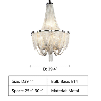 Designer Models Oversized Aluminium Long Tassel Pendant Chendelier for Large Living Room/Staircase/Villa - Richardrider