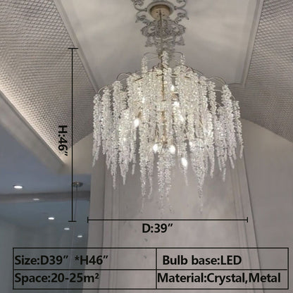 Light Luxury Silver Flower Branch Chandelier with Icicle Details for Bedroom Dining Room and Hallway - Richardrider