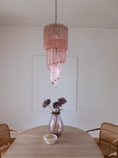 Murano Glass Chandelier – Spiral – 54 prisms – Pink